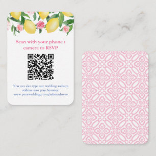 Carte D'accompagnement Code QR Citrons Rose Et Blanc RSVP En Ligne