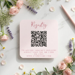 Carte D'accompagnement Code QR de la Baby Shower Rose