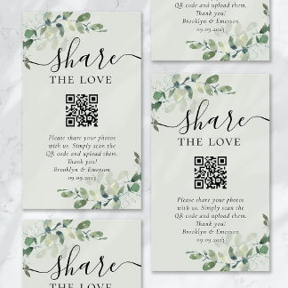 Carte D'accompagnement Code QR de la demande de partage de photos mariage