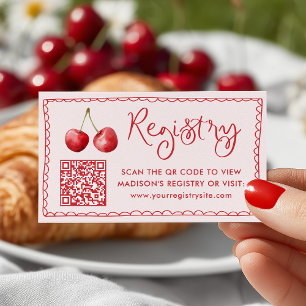Carte D'accompagnement Code QR de la liste de naissance Bébé Cerise à l'a
