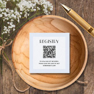 Carte D'accompagnement Code QR de la liste de naissance Chic Blue Boy Bab