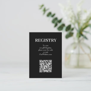 Carte D'accompagnement Code QR de liste de mariage chic noir et blanc