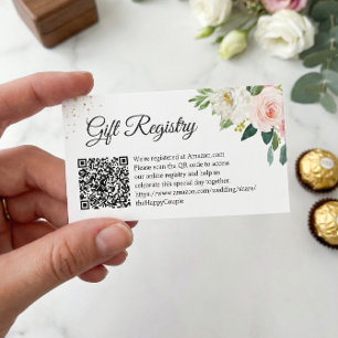 Carte D'accompagnement Code QR de liste de mariage floral rose élégant