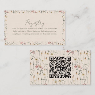 Carte D'accompagnement Code QR de liste de naissance Prairie de Fleurs Sa