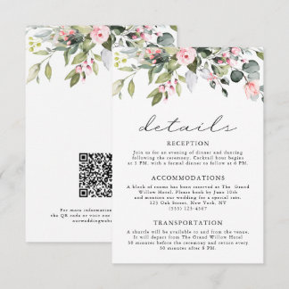 Carte D'accompagnement Code QR de mariage à la verdure florale d'eucalypt