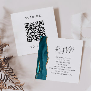 Carte D'accompagnement Code QR de mariage Budget Turquoise Agate RSVP