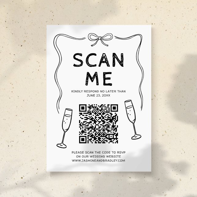 Carte D'accompagnement Code QR de mariage Doodle (Créateur téléchargé)