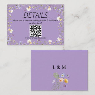 Carte D'accompagnement Code QR de mariage floral d'été de fleur sauvage v