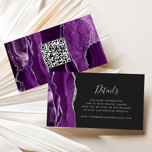 Carte D'accompagnement Code QR de mariage violet argent agate foncé Budge