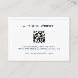 Carte D'accompagnement Code QR de monogramme bleu marine simple Mariage é