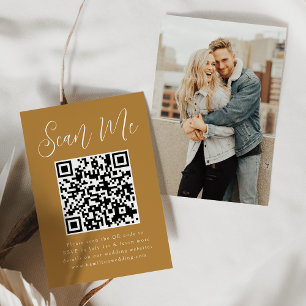 Carte D'accompagnement Code QR de réponse au mariage avec photo ocre et s