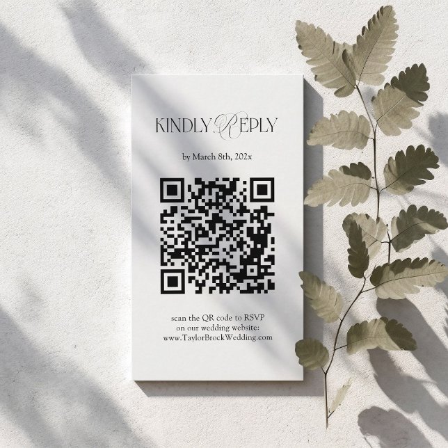 Carte D'accompagnement Code QR de réponse au mariage simple noir et blanc (Créateur téléchargé)