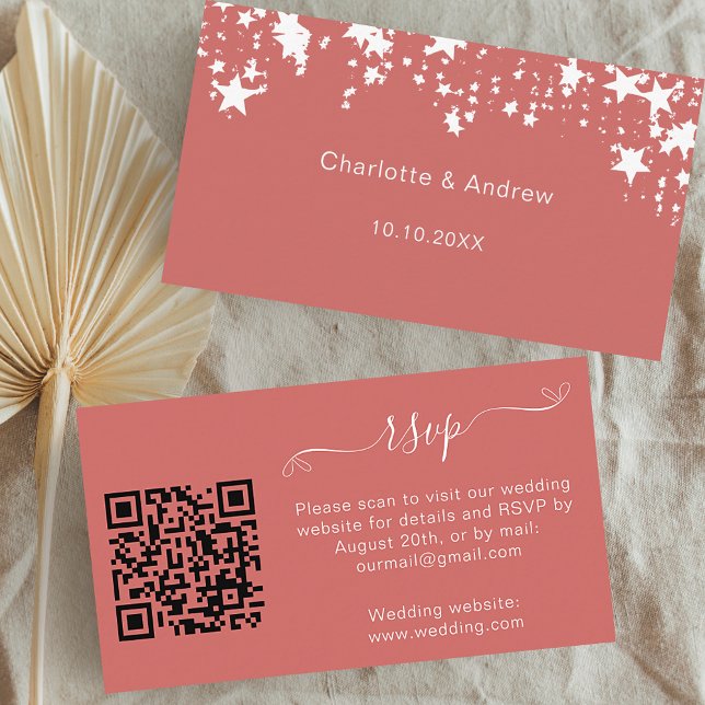 Carte D'accompagnement Code QR de réponse au site web de mariage en terre (Créateur téléchargé)