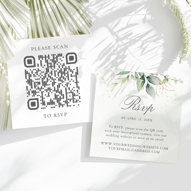 Carte D'accompagnement Code QR de réponse de mariage au site Web Eucalypt (Créateur téléchargé)