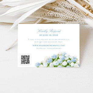 Carte D'accompagnement Code QR de réponse de mariage aux Hortensias Bleus