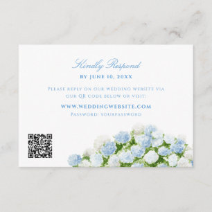 Carte D'accompagnement Code QR de réponse de mariage aux Hortensias Bleus