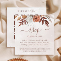 Code QR de réponse de mariage bohème floral automn
