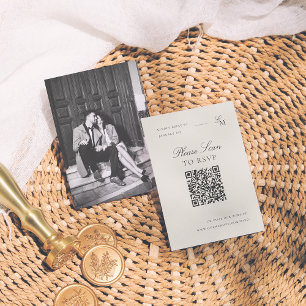 Carte D'accompagnement Code QR de réponse de mariage minimaliste éditoria