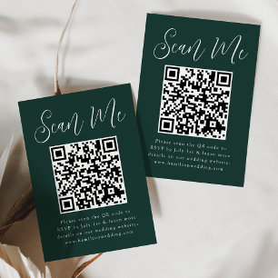 Carte D'accompagnement Code QR de réponse de mariage simple vert forêt