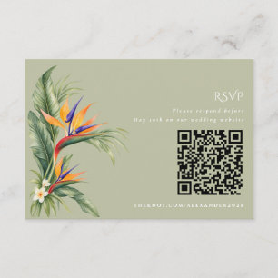 Carte D'accompagnement Code QR de réponse pour un mariage élégant sur une
