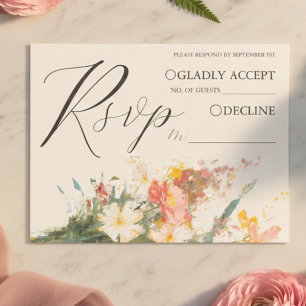 Carte D'accompagnement Code QR de réponse pour un mariage floral peint av