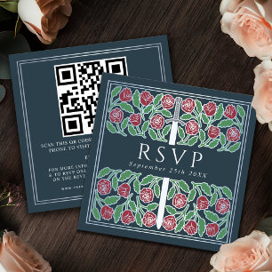 Carte D'accompagnement Code QR de réponse pour un mariage royal avec des 