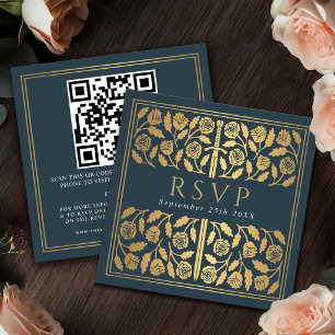 Carte D'accompagnement Code QR de réponse pour un mariage royal avec épée