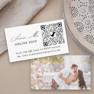 Carte D'accompagnement Code QR de RSVP en ligne de mariage blanc avec pho