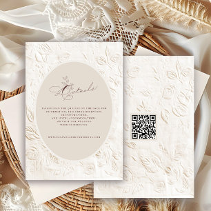 Carte D'accompagnement Code QR de script floral victorien français vintag