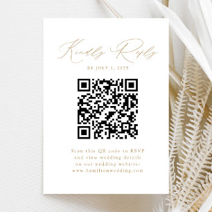 Carte D'accompagnement Code QR de script or moderne RSVP