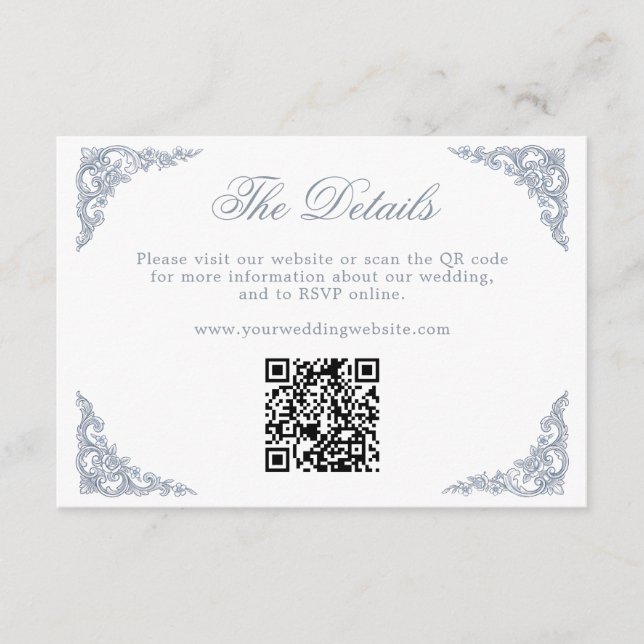 Carte D'accompagnement Code QR de site Web de mariage à défilement réguli (Devant)