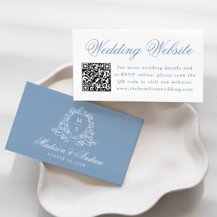 Carte D'accompagnement Code QR de site web de mariage au blason floral bl