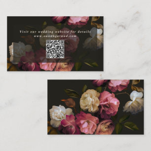 Carte D'accompagnement Code QR de site Web de mariage floral sombre et lu