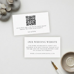 Carte D'accompagnement Code QR de site web de mariage Moderne Minimaliste