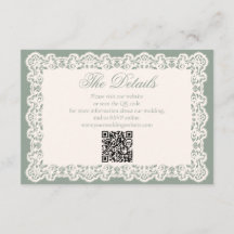 Code QR de site Web de mariage vert sauge dentelle