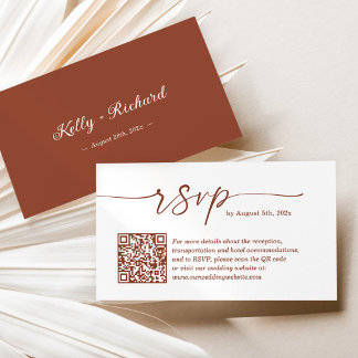 Carte D'accompagnement Code QR de site Web de réponse de mariage en terre