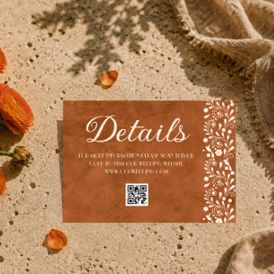 Carte D'accompagnement code QR des détails de mariage floral mexicain