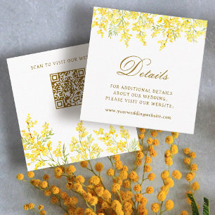 Carte D'accompagnement Code QR des détails de mariage Yellow Mimosa