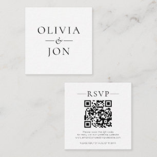 Carte D'accompagnement Code QR des Noms Modernes Mariage RSVP Noir Blanc