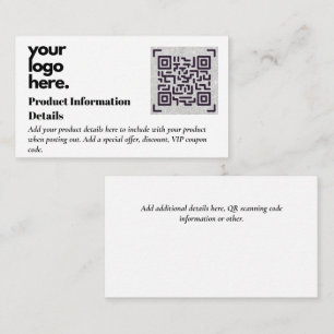 Carte D'accompagnement Code QR Détails de la garantie d'emballage du prod