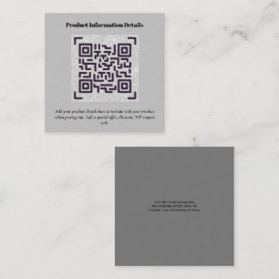 Carte D'accompagnement Code QR Détails de la garantie d'emballage du prod