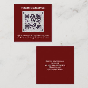 Carte D'accompagnement Code QR Détails de la garantie d'emballage du prod