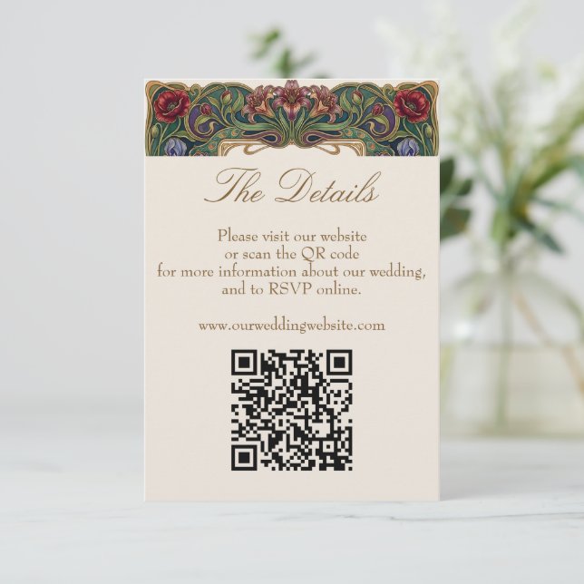 Carte D'accompagnement Code QR d'information pour site web de mariage dan (Debout devant)