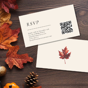Carte D'accompagnement Code QR du Mariage de la feuille de chute simple R