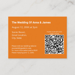 Carte D'accompagnement Code QR du Mariage orange moderne