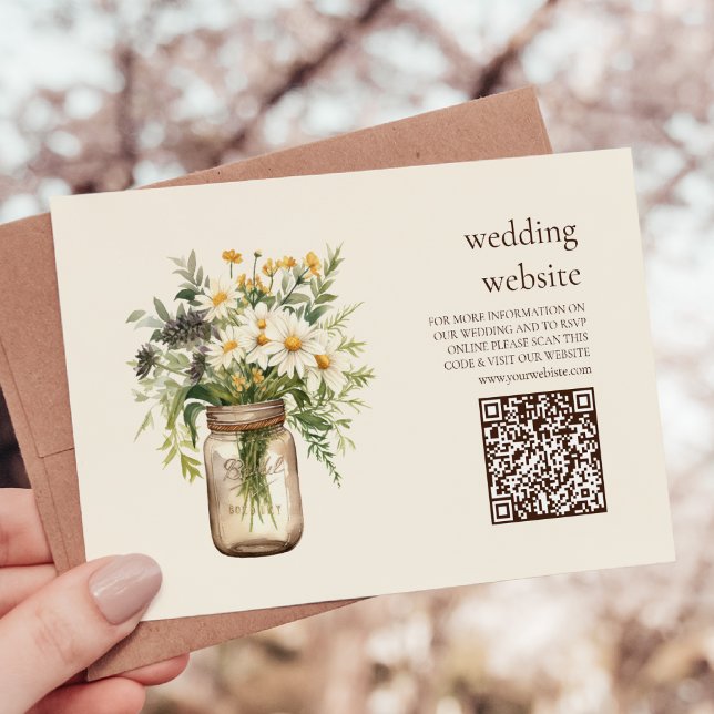Carte D'accompagnement Code Qr du Mariage rustique Botanical Greenery (Créateur téléchargé)