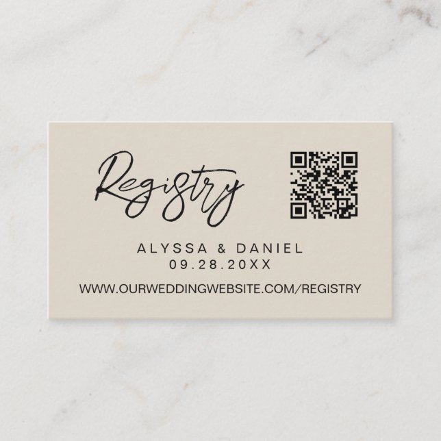 Carte D'accompagnement Code QR du registre cadeau wedding shower blanc (Devant)