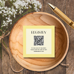 Carte D'accompagnement Code QR du registre de Baby shower jaune neutre