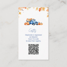 Carte D'accompagnement  Code QR du registre de cadeaux Camion bleu petite