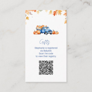 Carte D'accompagnement Code QR du registre de cadeaux Camion bleu petite